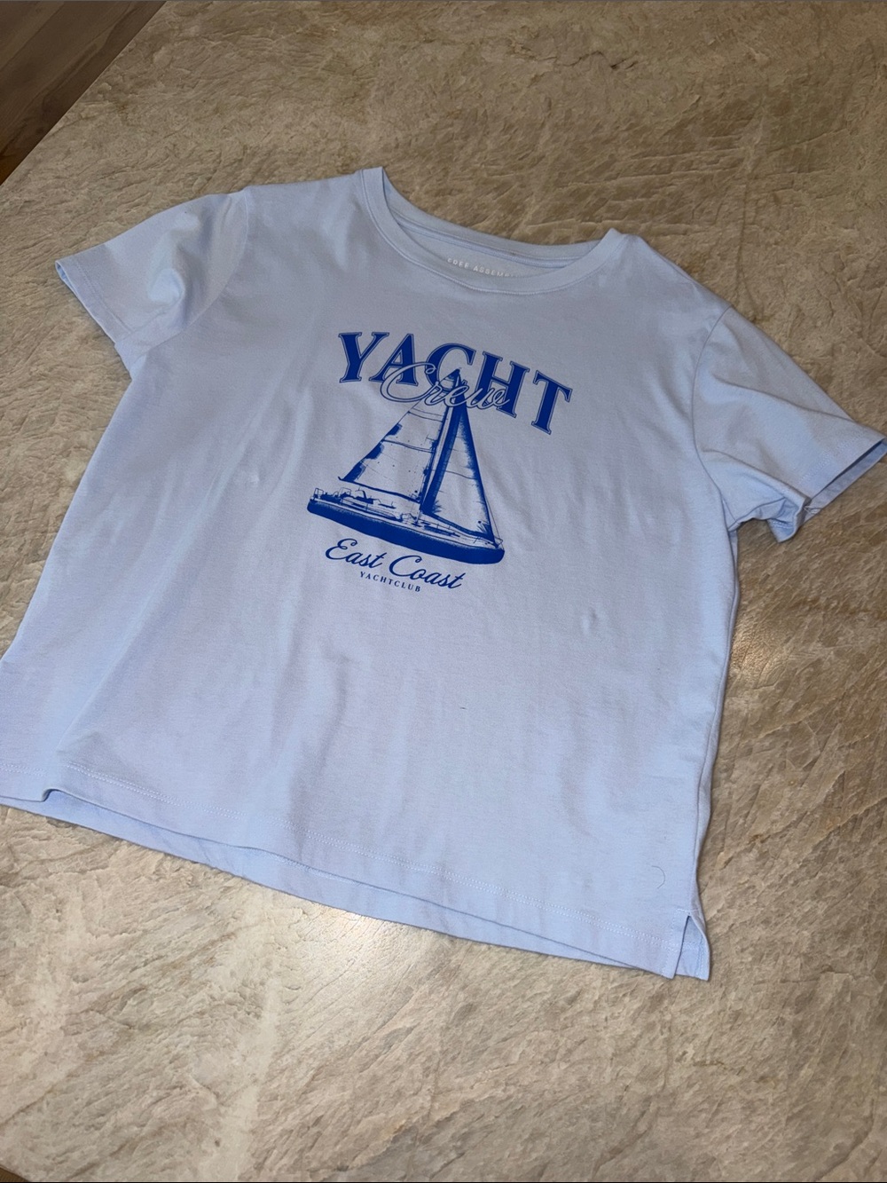Kids Light Blue Yacht Graphic Short Sleeve Tee